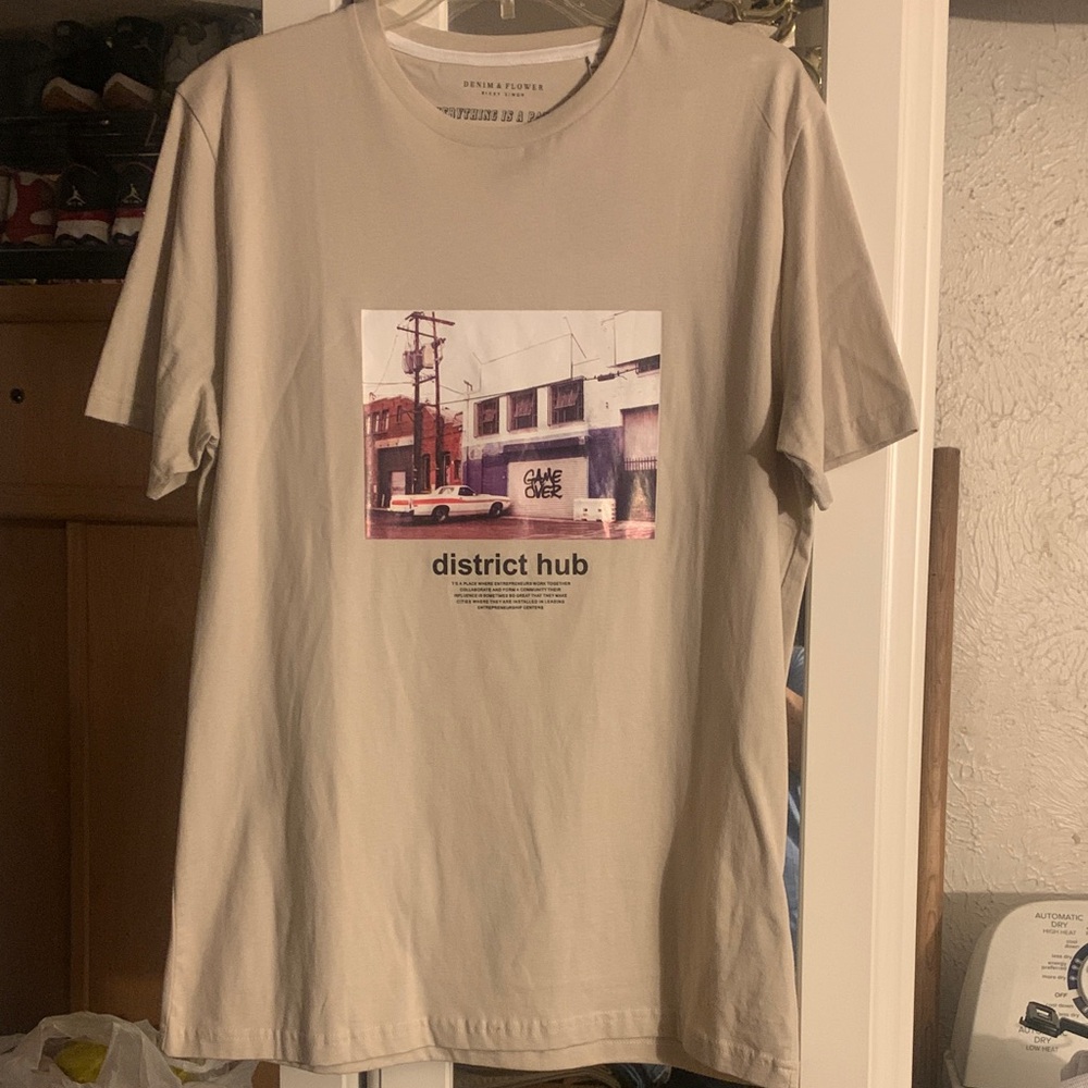 Denim & Flower Cream Graphic Tee